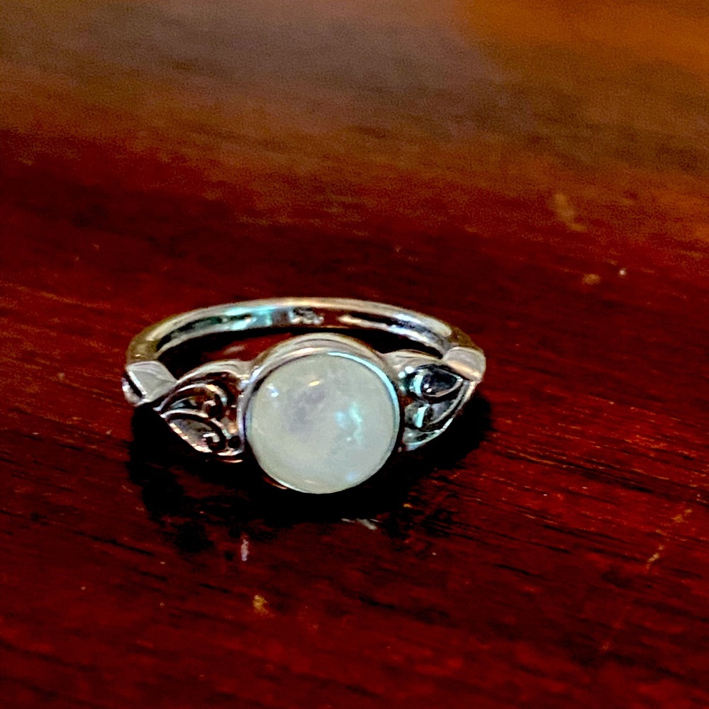 Moonstone Ring Set in .925 Sterling Silver sz 4.5